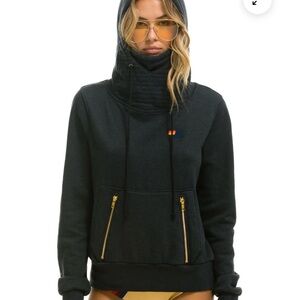 AVIATOR NATION Charcoal Hoodie with Gold Zippers